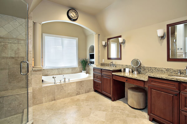 Master bath with tub columns