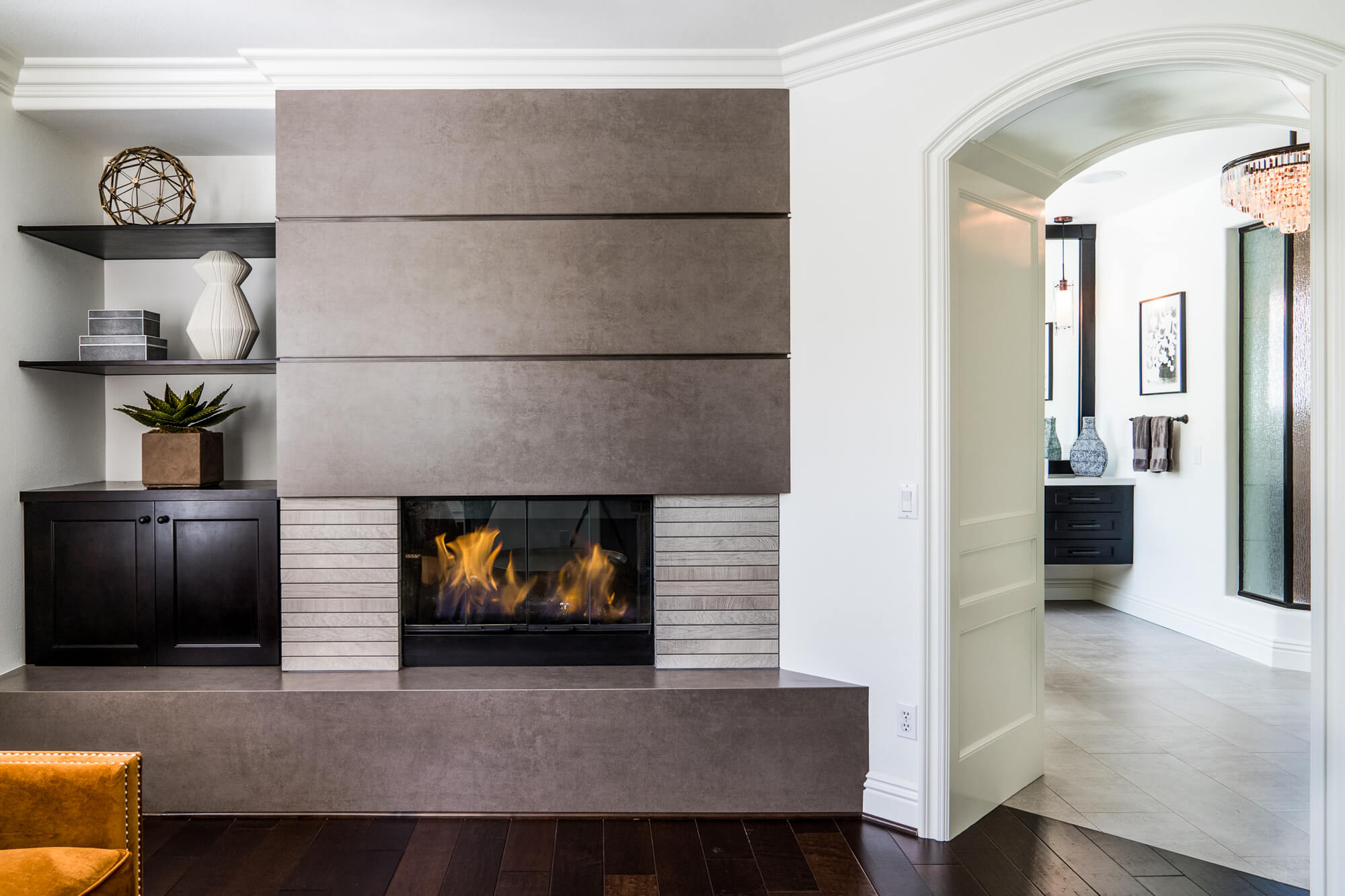 Living room with fireplace