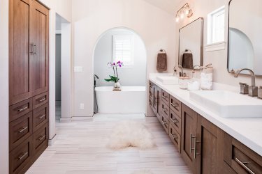 Free standing tub in newport beach master bath remodel.