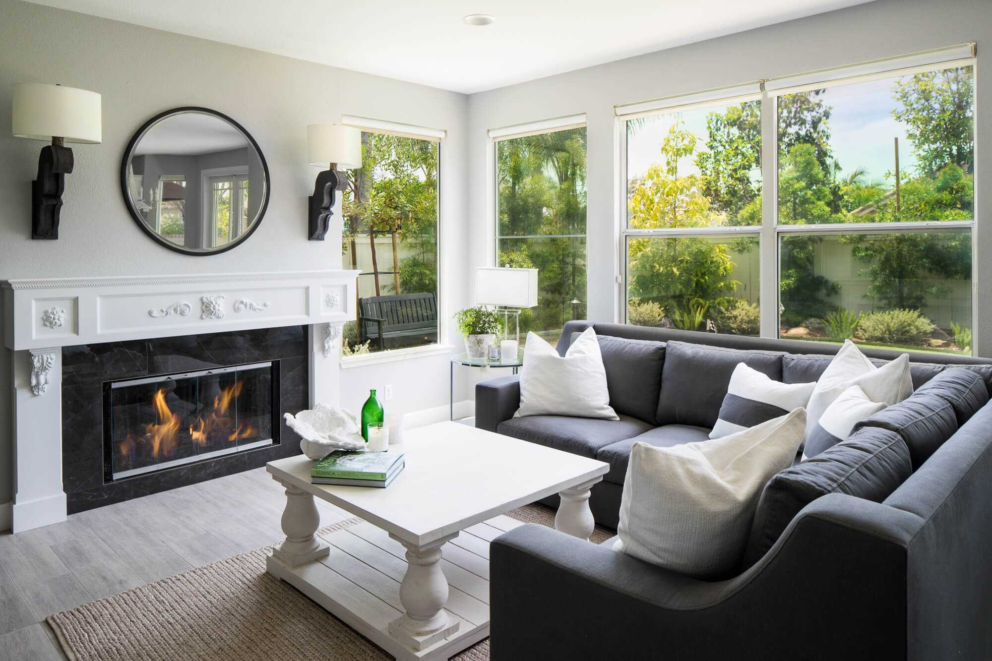 Living area with fireplace