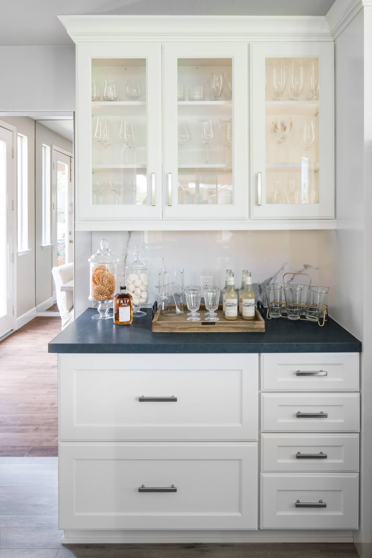 Kitchen countertop with glasses