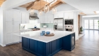 Kitchen Remodel – Island with blue lagoon island cabinets