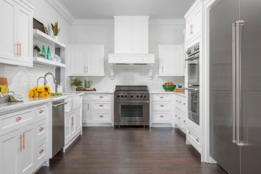 Huntington Beach Kitchen Design Using Gold and Black Accents