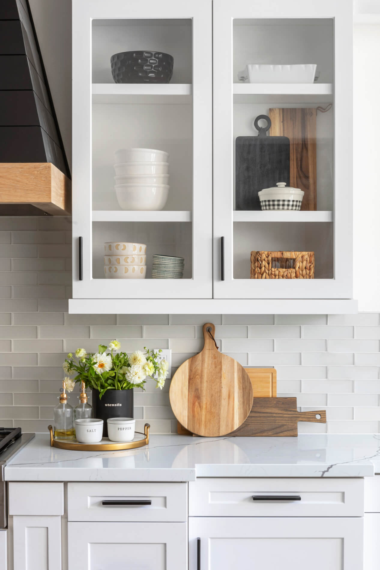 San Clemente Kitchen with Custom Hood and Waterfall Island