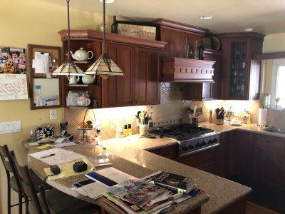Kitchen countertop with cooking area