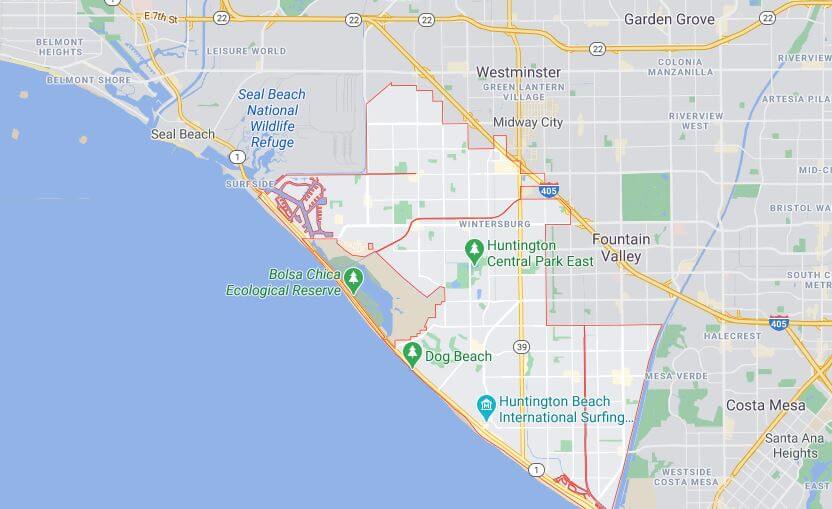 Map of Huntington Beach