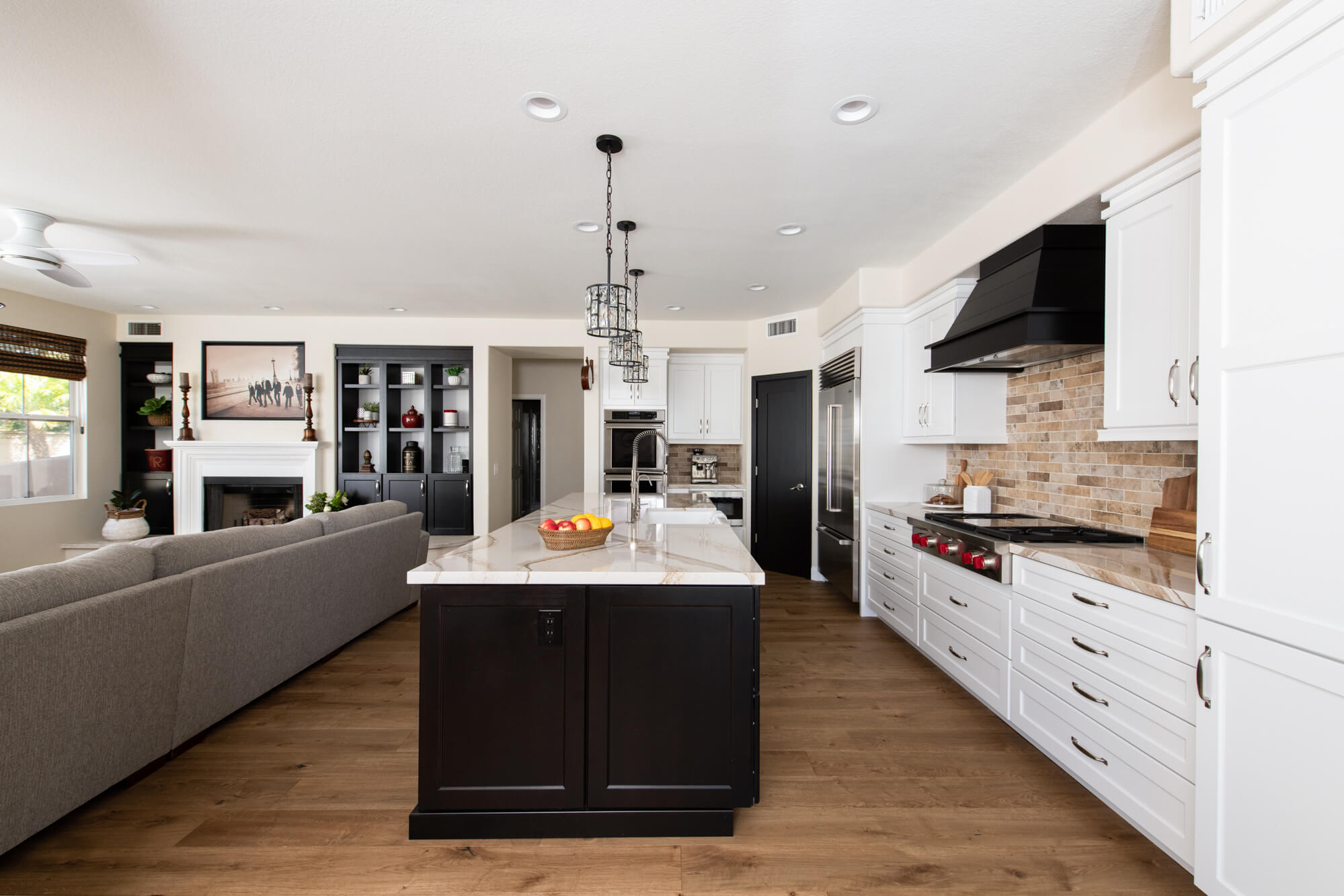 Open-concept-kitchen-layout-in-home-remodel - open floor plan 