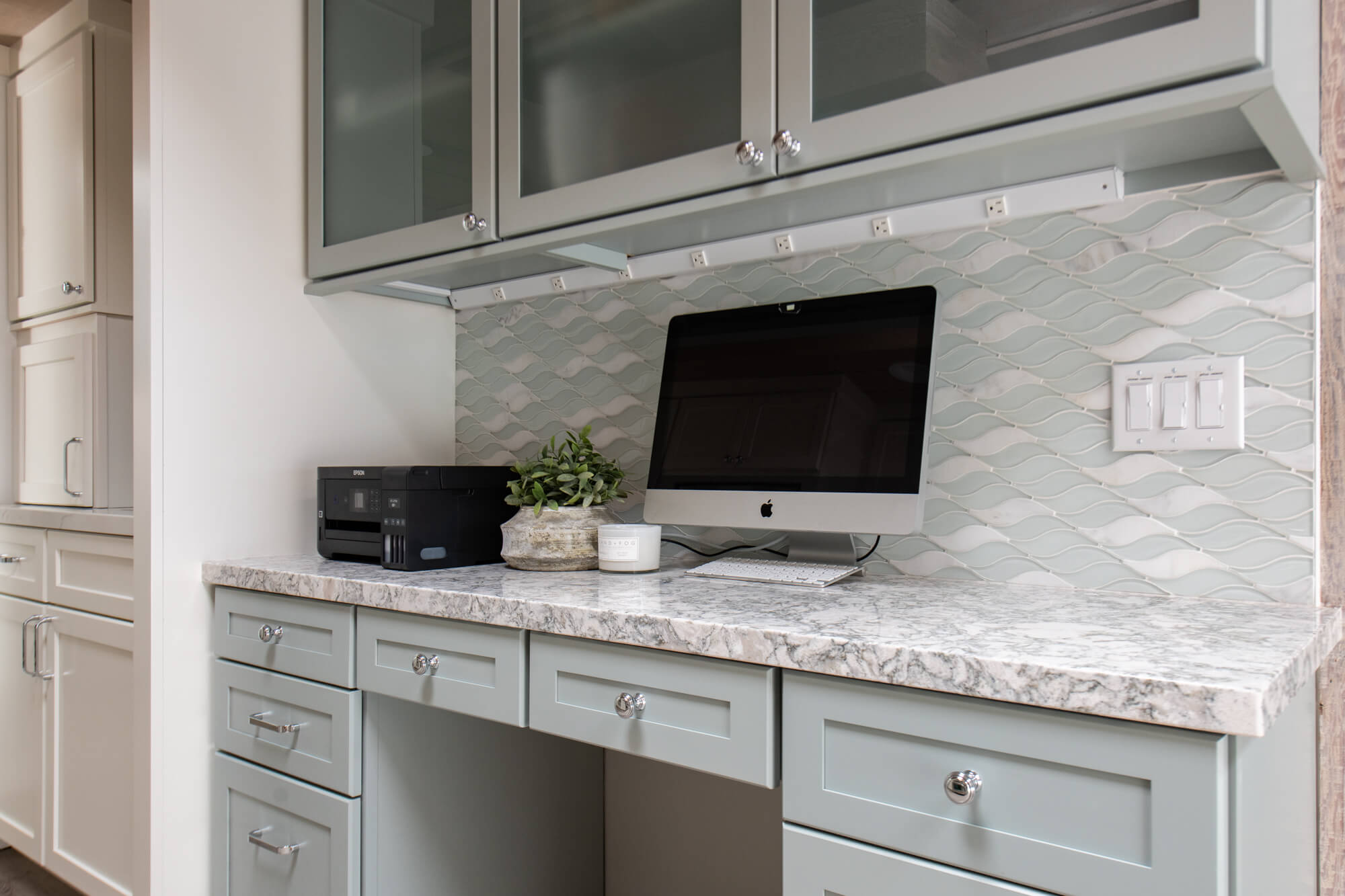 Desk area in San Clemente kitchen remodel