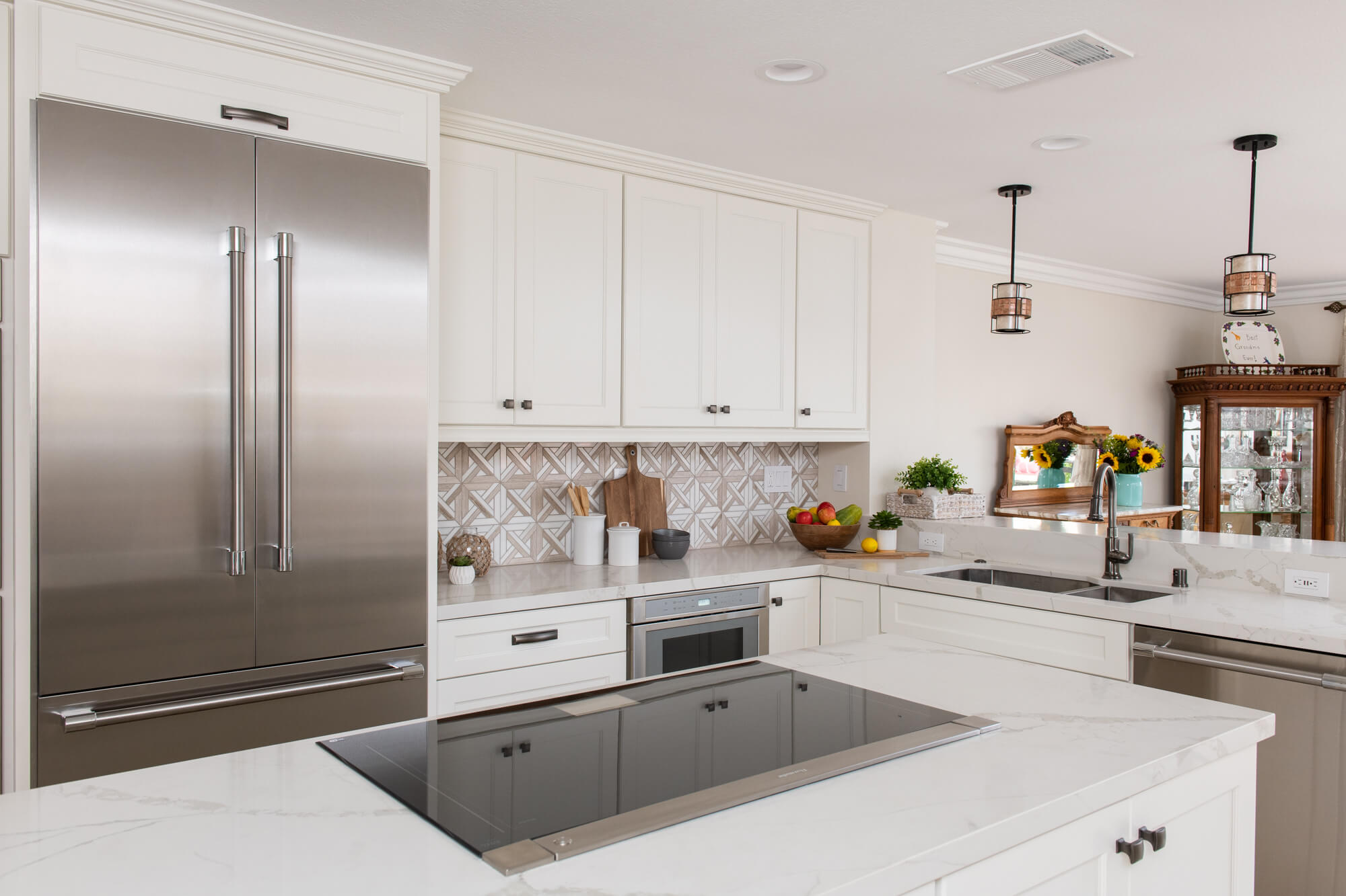 Newport Beach Kitchen Remodel With White Cabinetry and Countertops