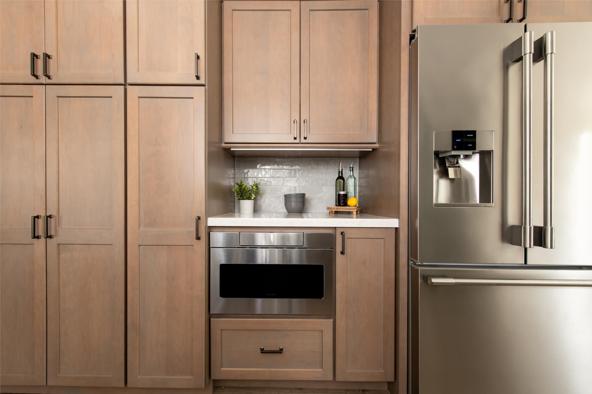 Eco Freindly Remodeling Trends: Low Location for Microwave Drawer Appliance for Universal Design in Kitchen Remodel
