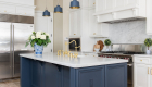 Blue and White two toned kitchen remodel with open concept layout