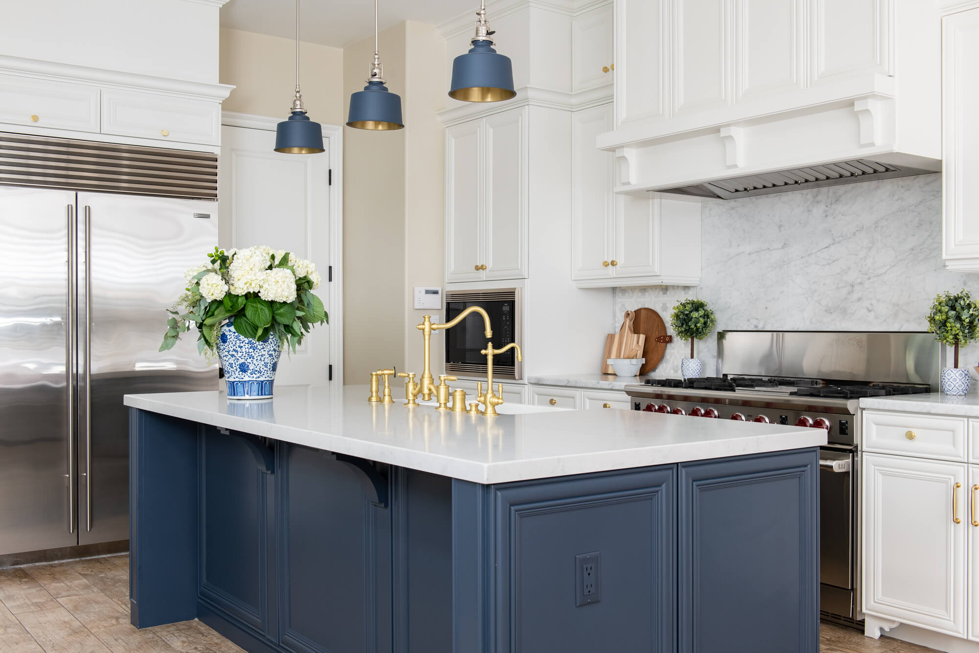 Blue and White Two Toned Kitchen Renovation With Open Concept Layout