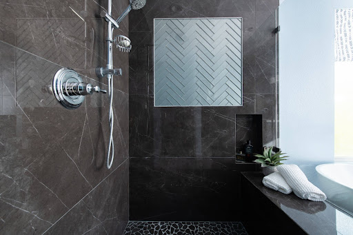 bathroom with large tiles