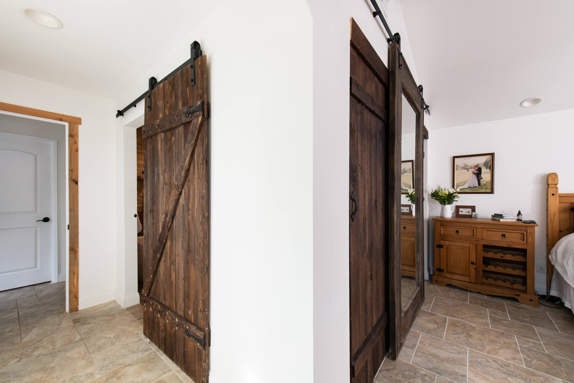 Barn door closet and master bathroom entrance