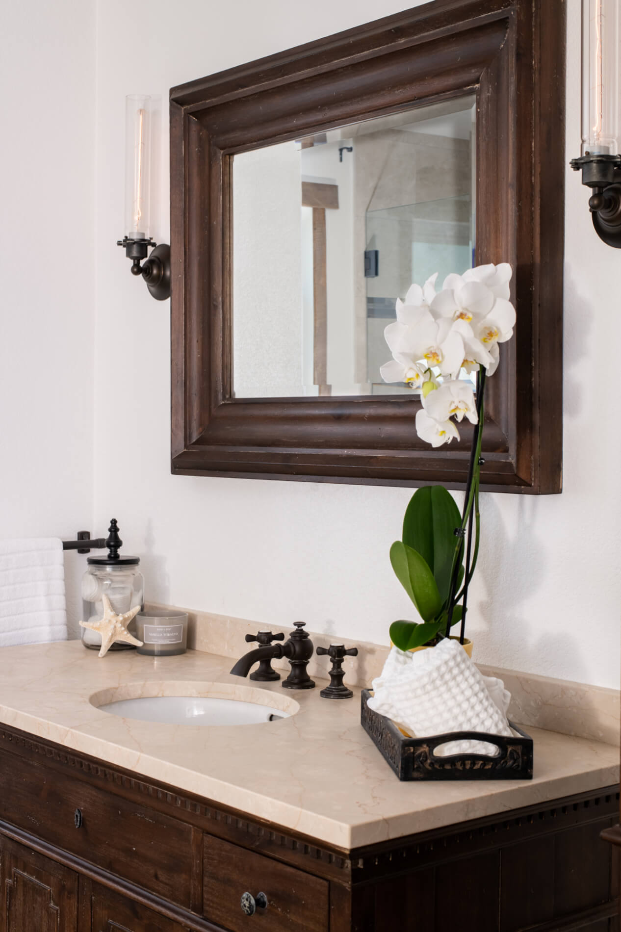 Eclectic master bathroom vanity remodel