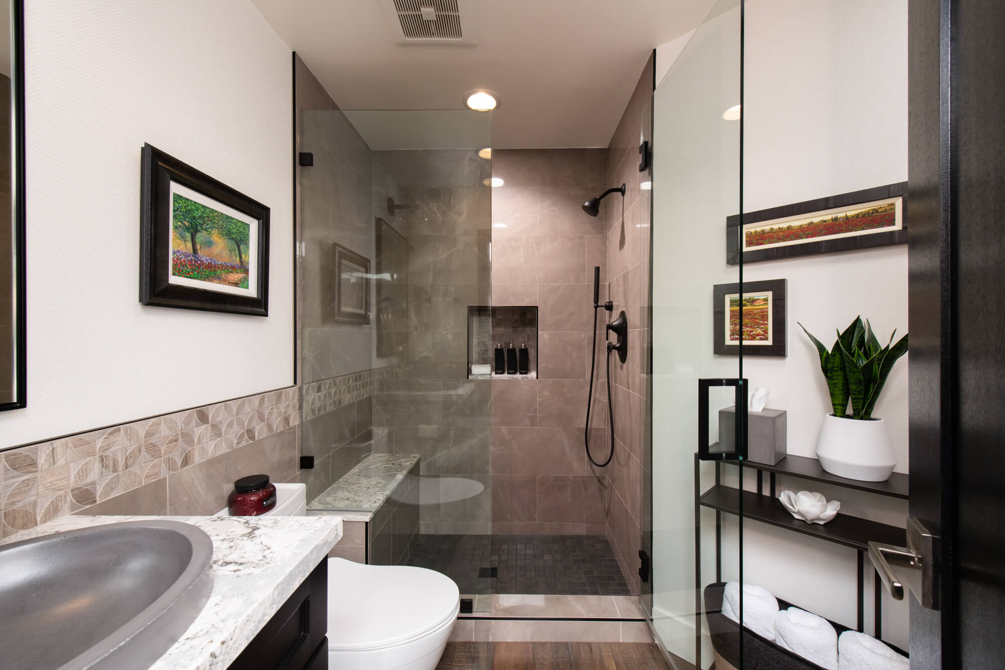 Anaheim Hills hall bathroom renovation - small bathroom remodeling