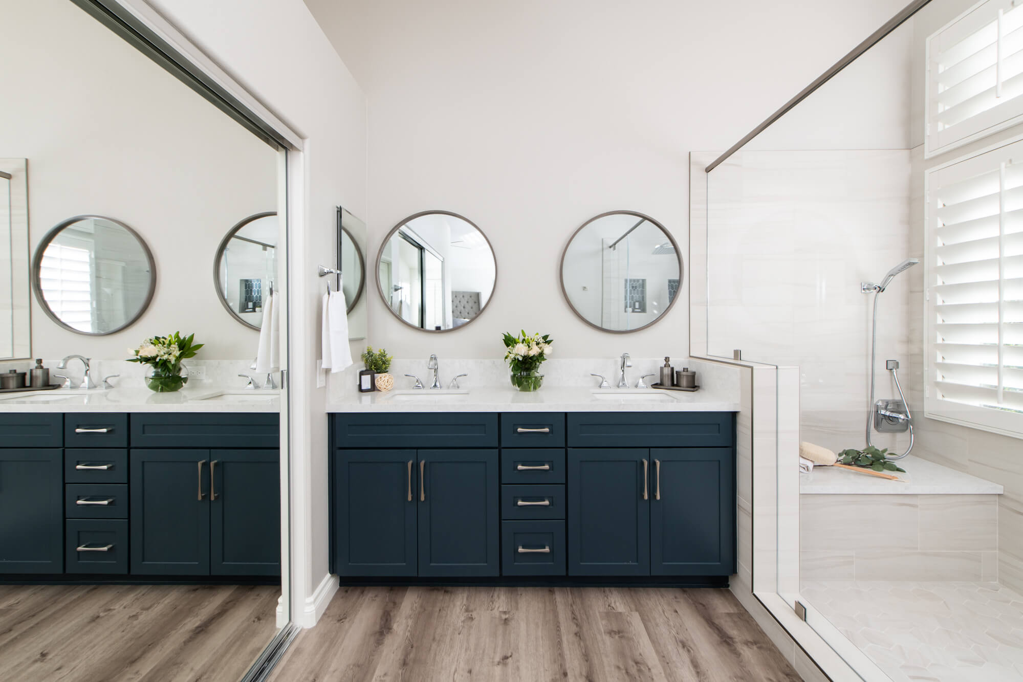 Foothill Ranch master bathroom remodel with farmhouse design - bring color into your bathroom - bathroom design trends