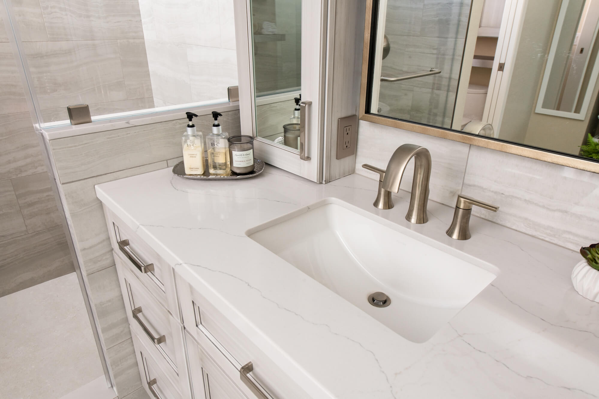 Dark-porcelain-shower-wall-tile-in-bathroom-remodel