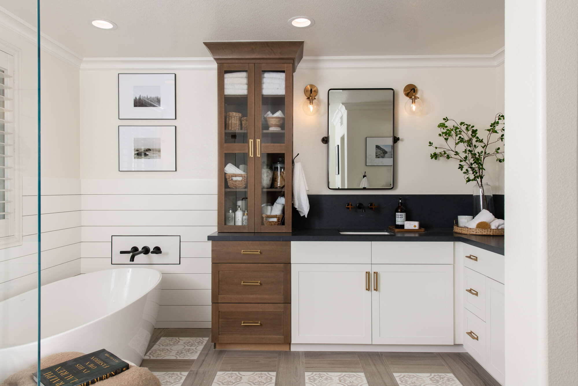 Ladera Ranch master bathroom remodel with porcelain tile flooring