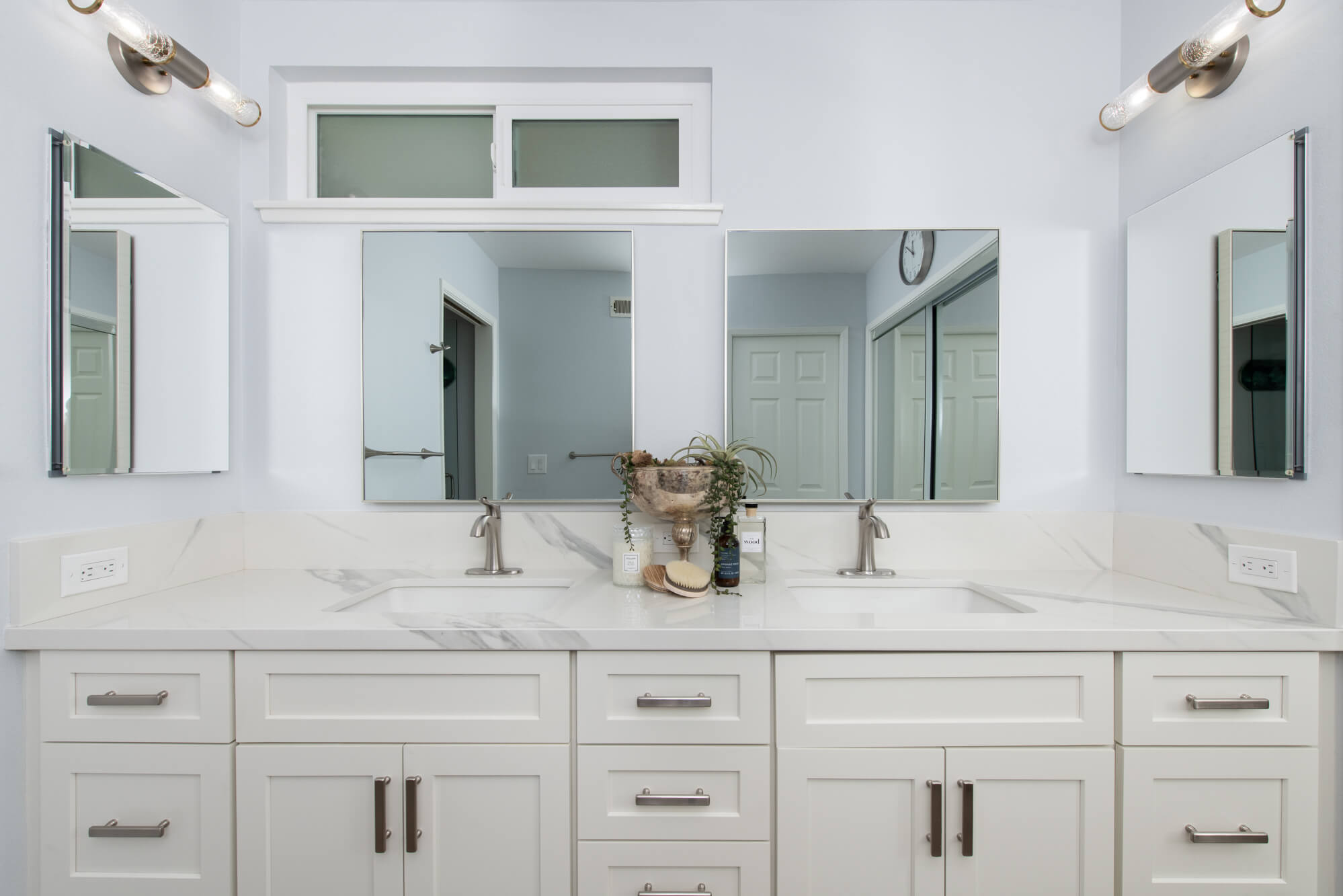 Double sinks in Huntington Beach bathroom remodel adds resale value