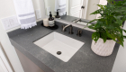 Quartz countertop in guest bathroom remodel