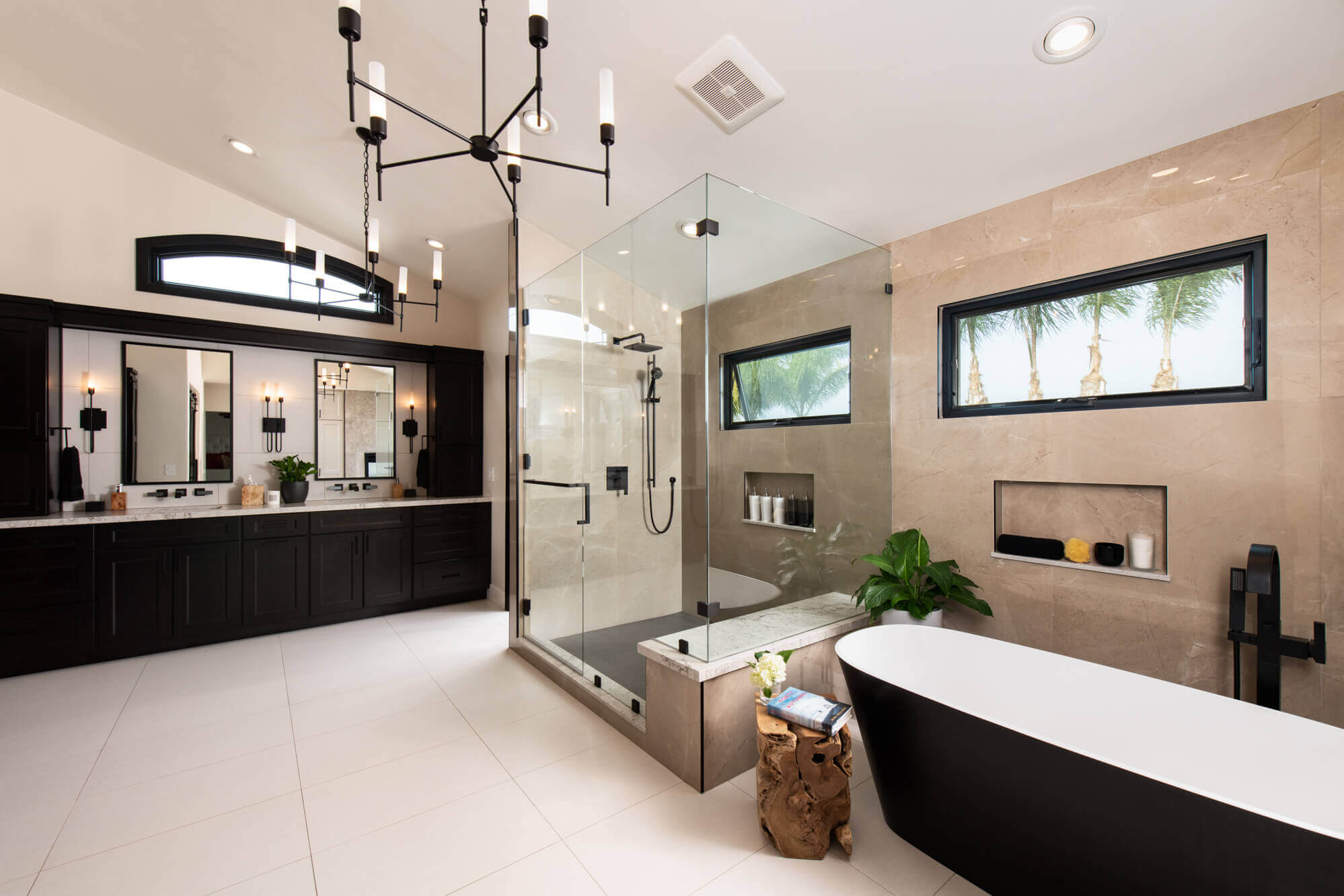 Walk-in shower with glass walls