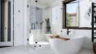white-crackle-brick-stack-porcelain-floor-tile - remodeling your bathroom