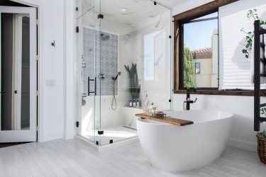 white-crackle-brick-stack-porcelain-floor-tile - remodeling your bathroom