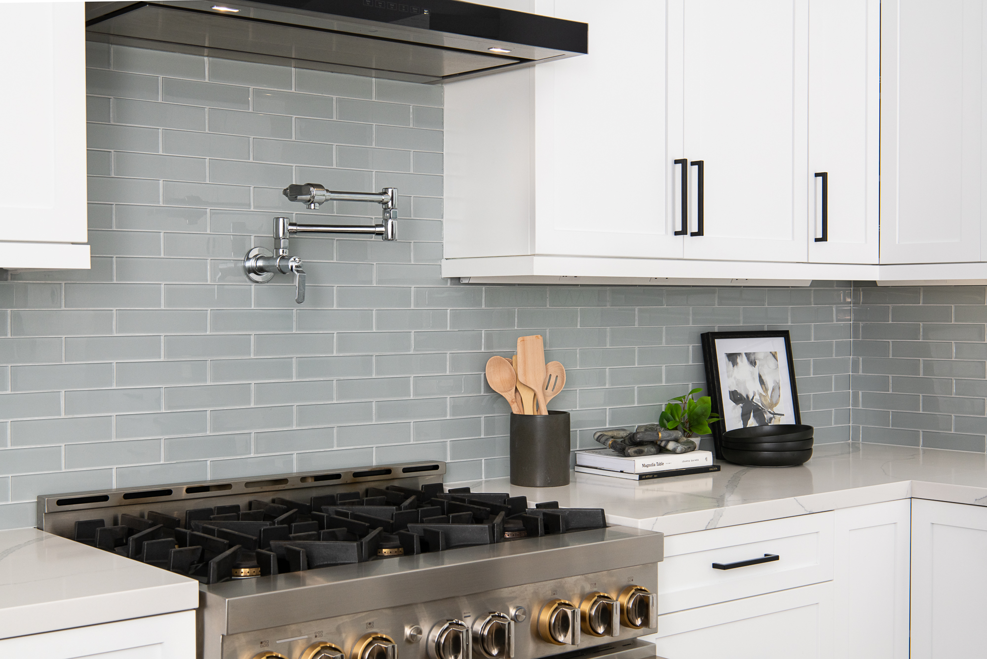 Litze-wall-mounted-pot-filler-with-two-industrial-handle-levers-in-polished-chrome - Save in a Kitchen Remodel