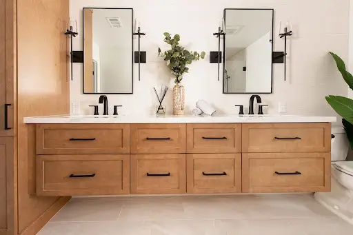 Open spaces and a minimalist design with a floating vanity