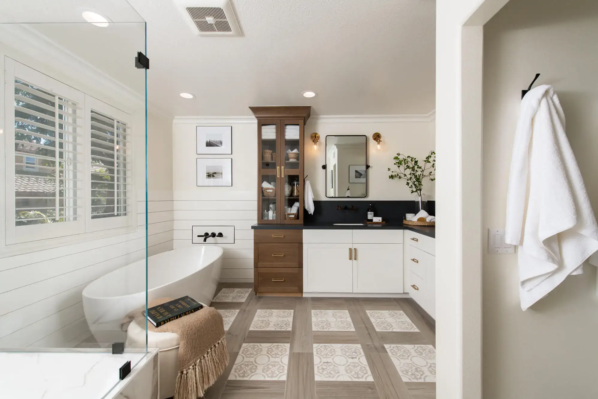 A unique floor tile design is a great innovative bathroom remodeling design idea.