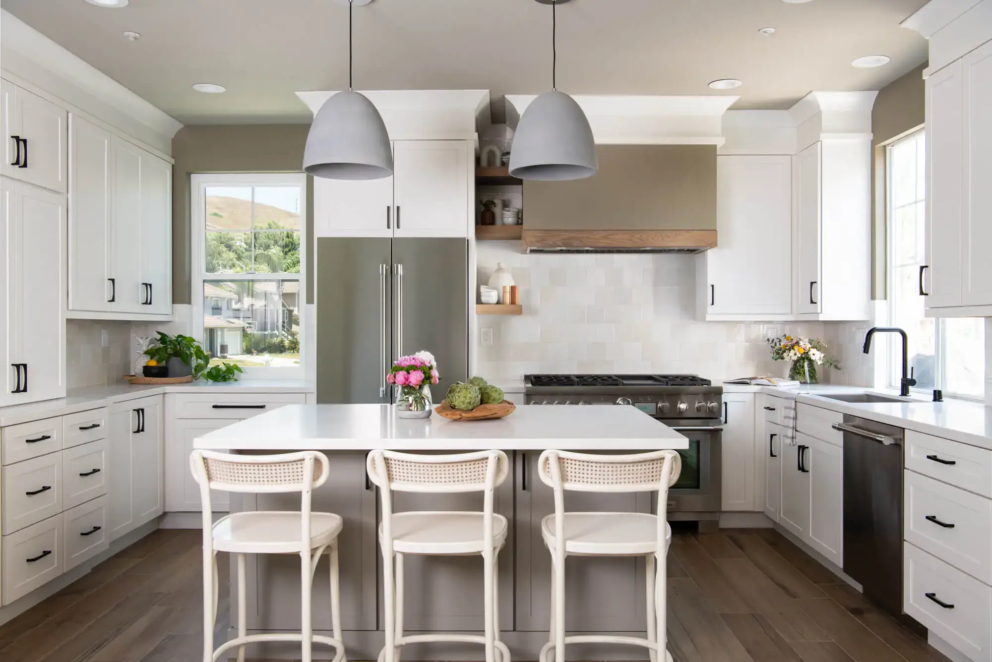 This San Clemente kitchen renovation features plenty of kitchen storage near the range zone