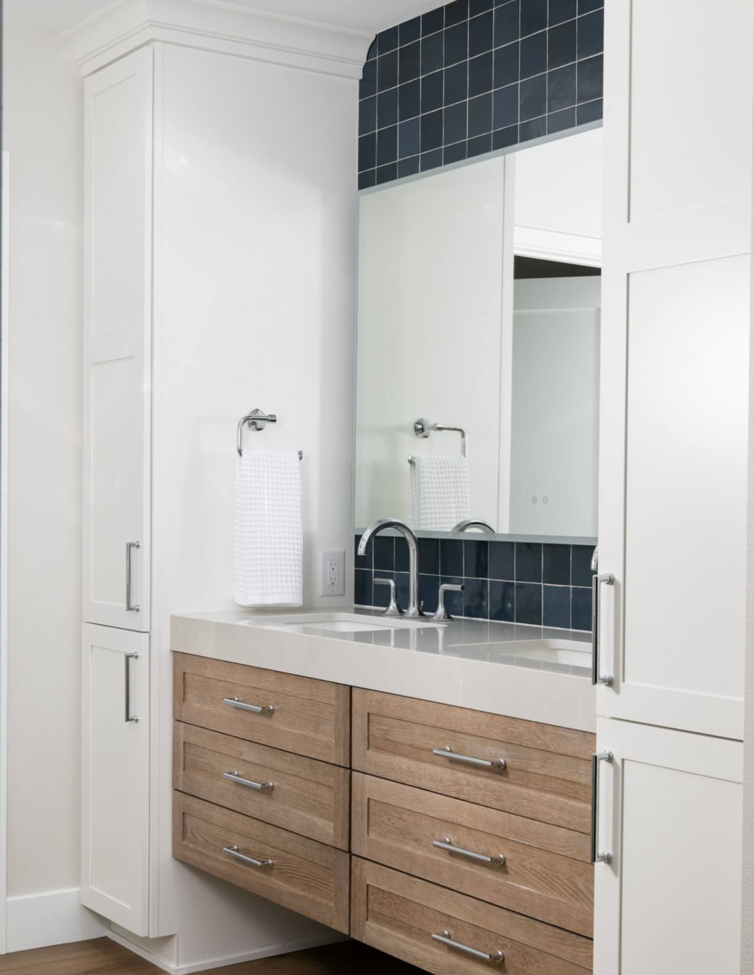 Master-bath-remodel-dana-point-with-ceramic-backsplash-in-glazed-china-square-tiles-and-polished-chrome-towel-ring-toilet-paper-holder