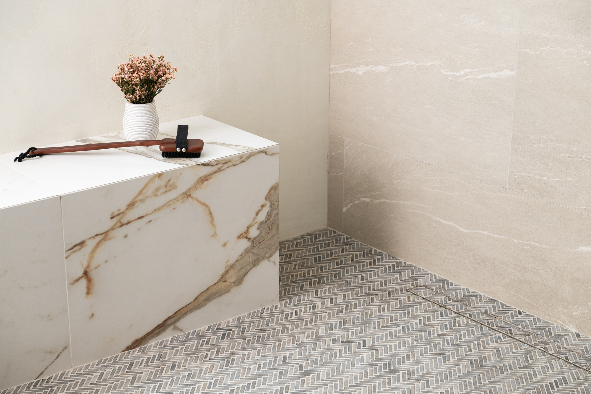 shower-flooring-Paradise-Arrow-Gris-in-Natural-Limestone-with-linear-drain