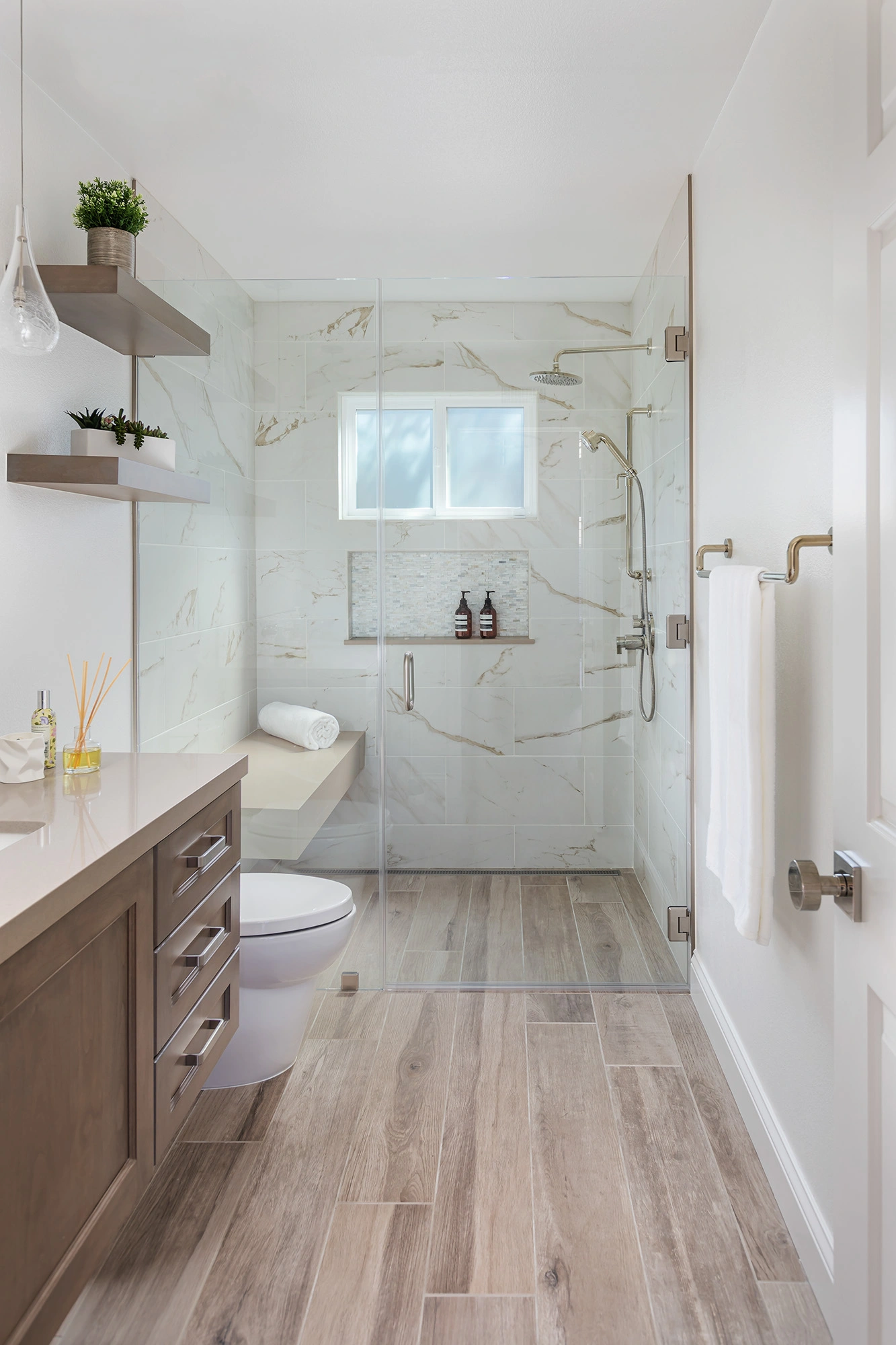 Curbless showers are more accessible and are a popular 2026 bathroom remodeling trend