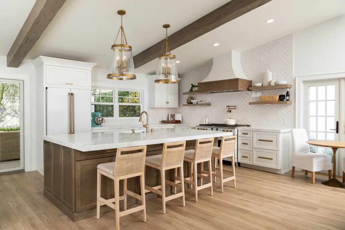An open concept kitchen layout remains popular for entertaining in 2026 kitchen trends